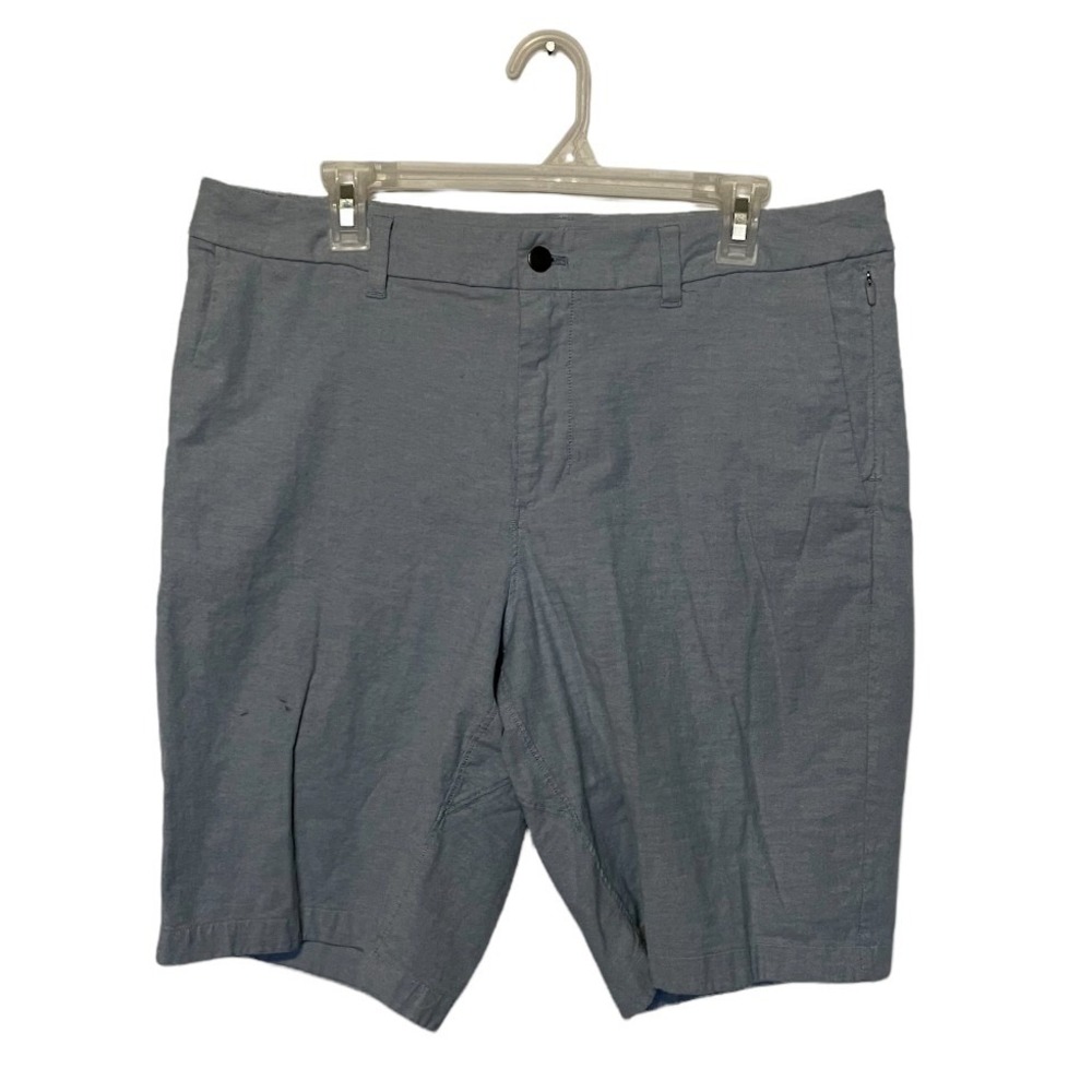 Lululemon Commission Shorts Mens 34 Blue Chambray Performance Golf Stretch 11"